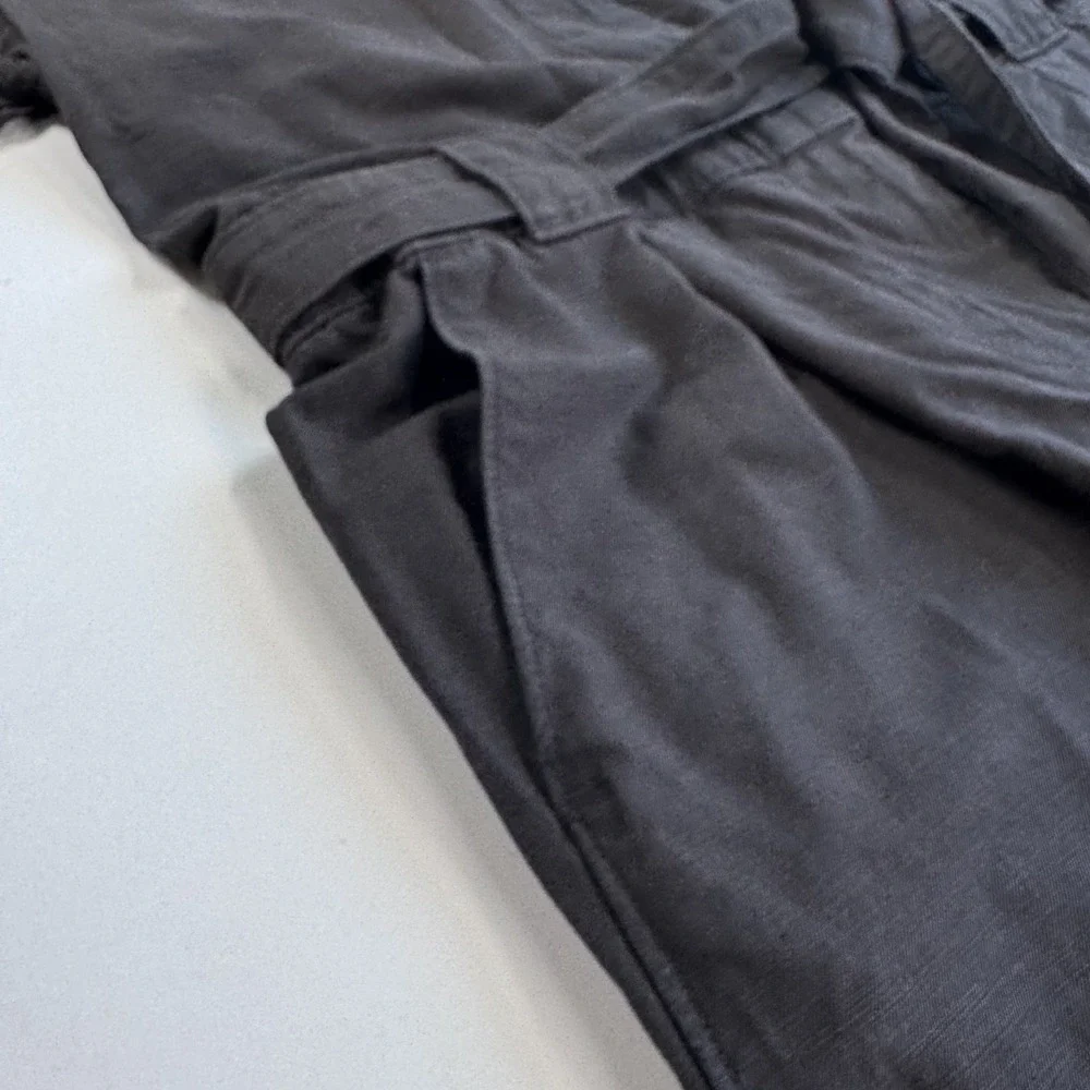 EVERLANE Fatigue Short Sleeve Jumpsuit Womens 8 Faded Black Organic Cotton/Linen